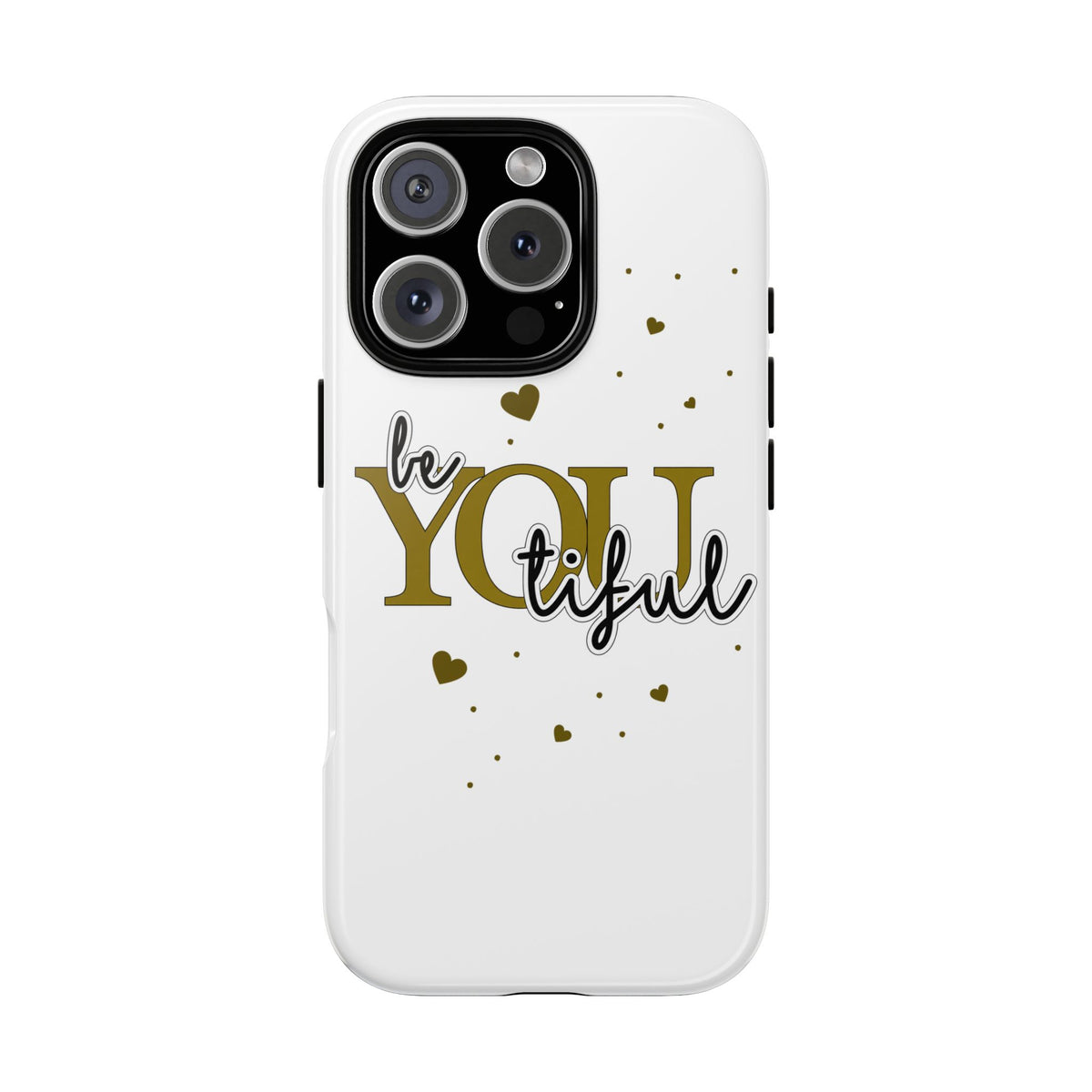 Handyhülle „be YOUtiful“ – Oliv mit Herzchen