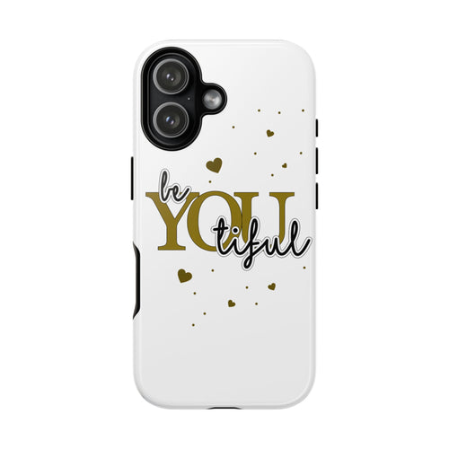 Handyhülle „be YOUtiful“ – Oliv mit Herzchen