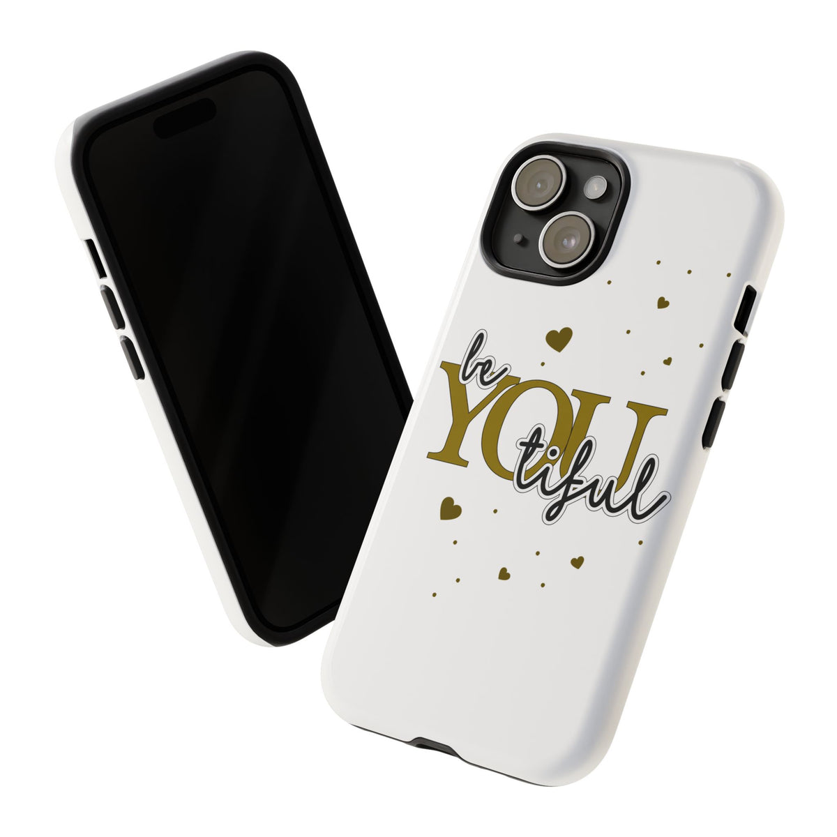Handyhülle „be YOUtiful“ – Oliv mit Herzchen