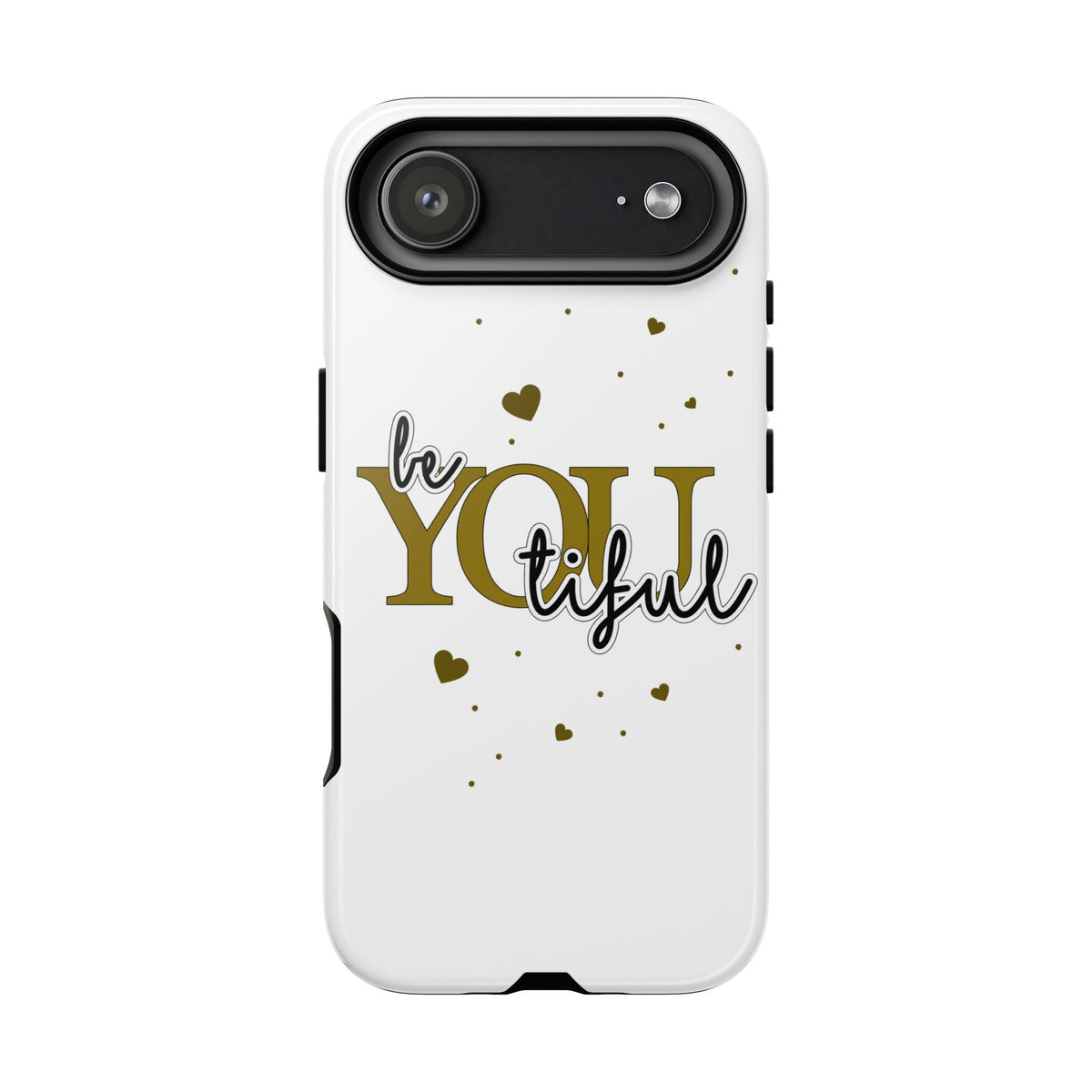 Handyhülle „be YOUtiful“ – Oliv mit Herzchen