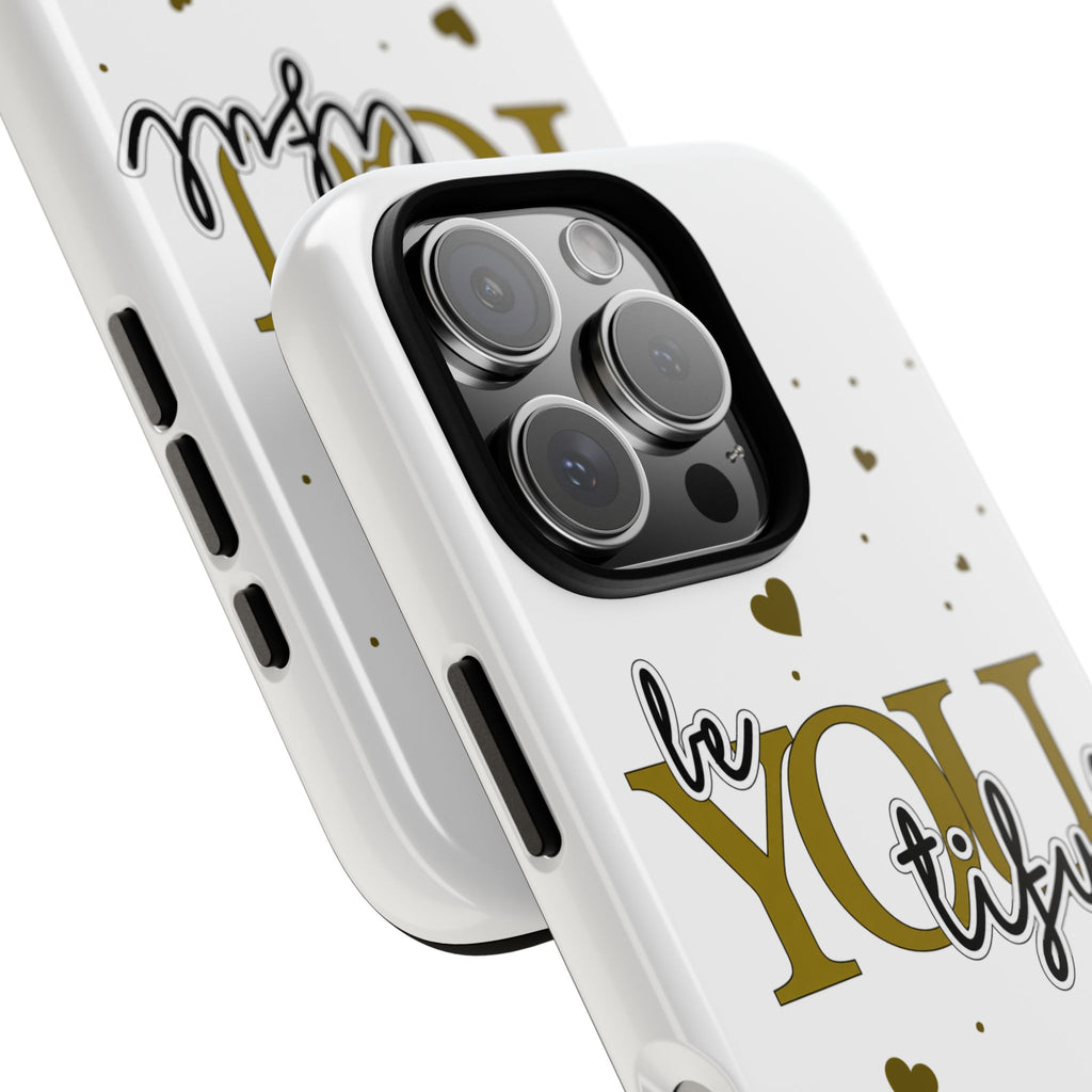 Handyhülle „be YOUtiful“ – Oliv mit Herzchen
