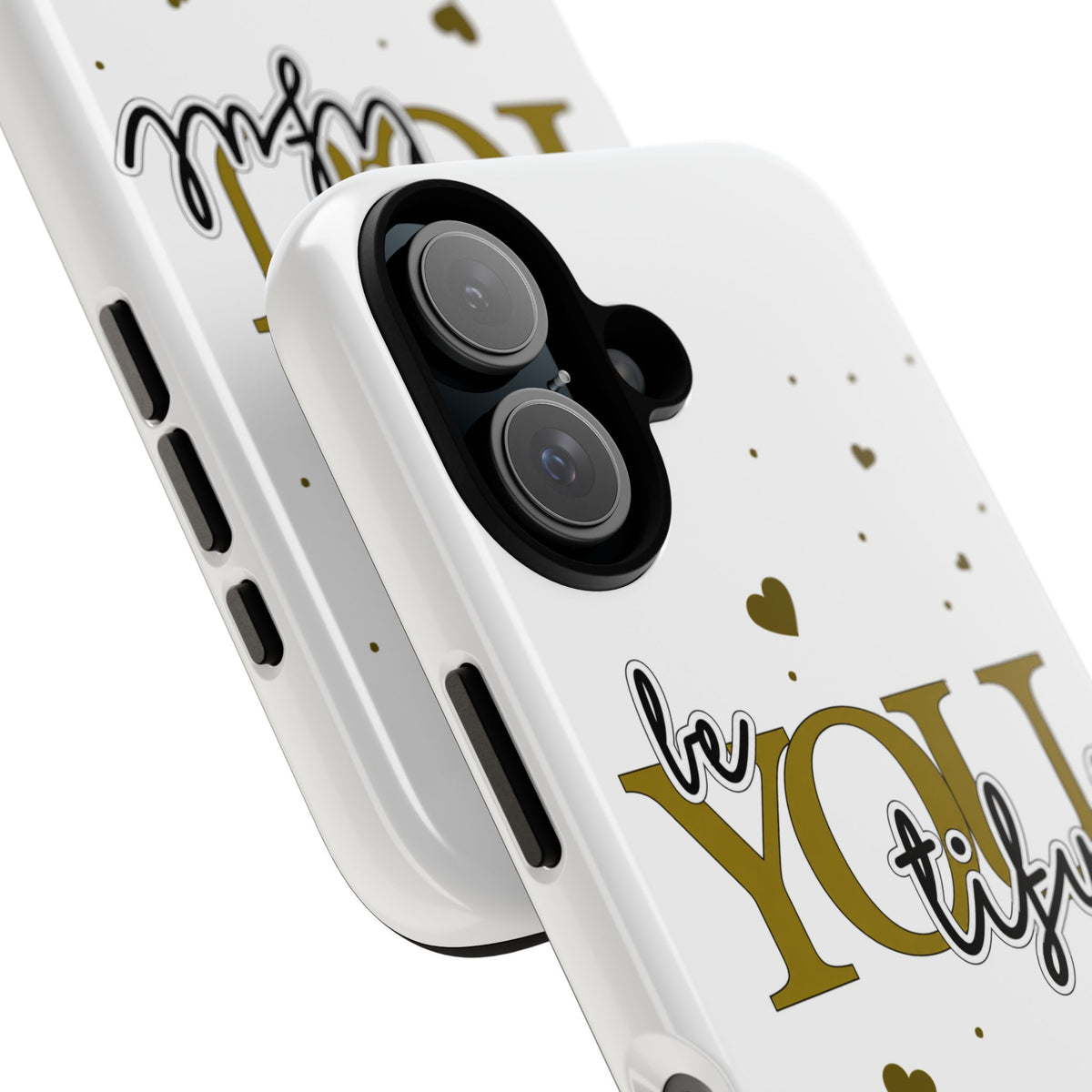 Handyhülle „be YOUtiful“ – Oliv mit Herzchen