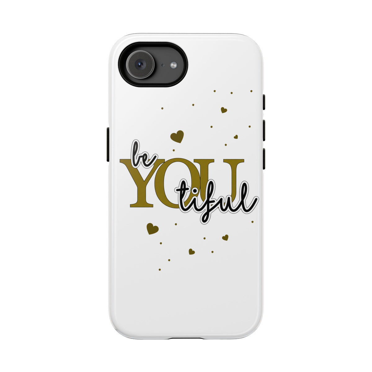 Handyhülle „be YOUtiful“ – Oliv mit Herzchen