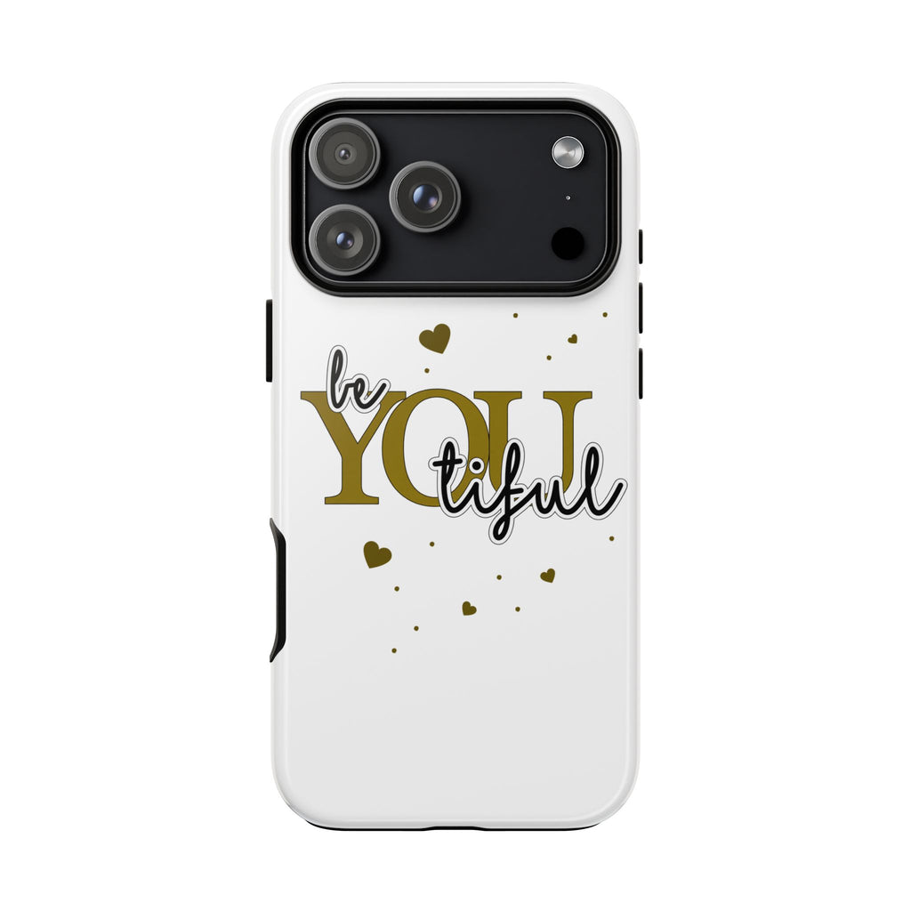 Handyhülle „be YOUtiful“ – Oliv mit Herzchen