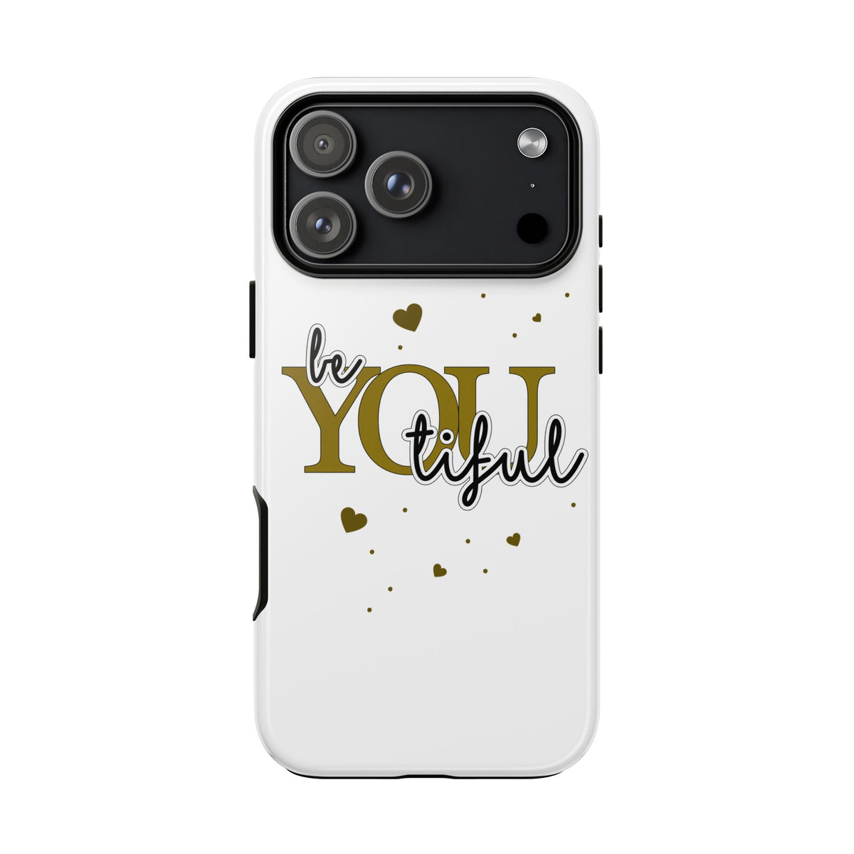 Handyhülle „be YOUtiful“ – Oliv mit Herzchen