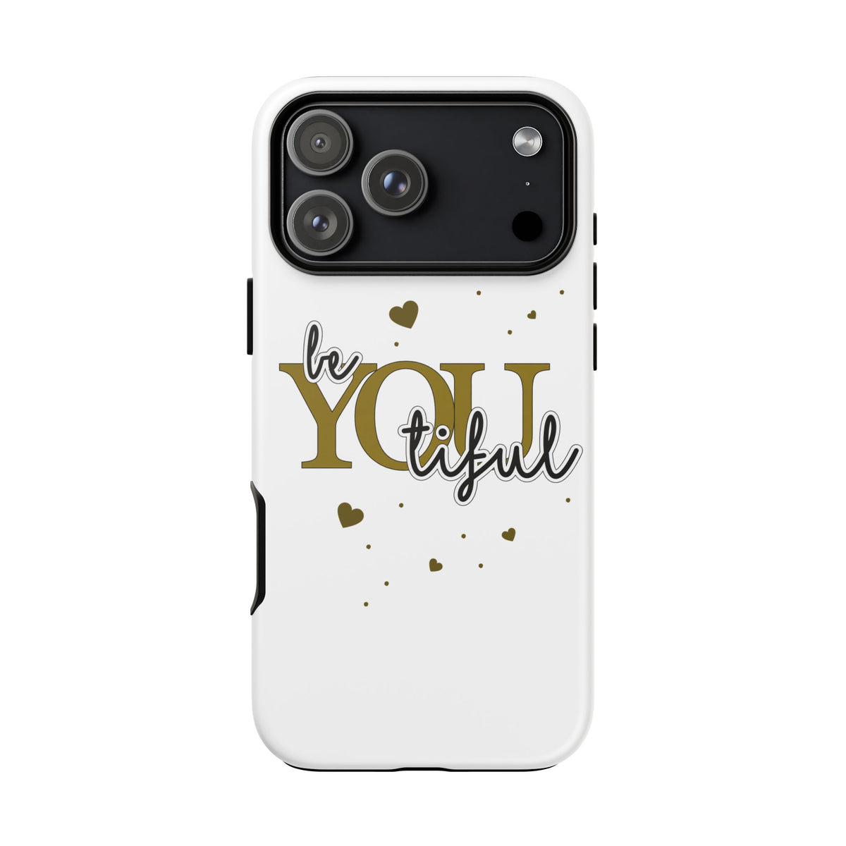 Handyhülle „be YOUtiful“ – Oliv mit Herzchen