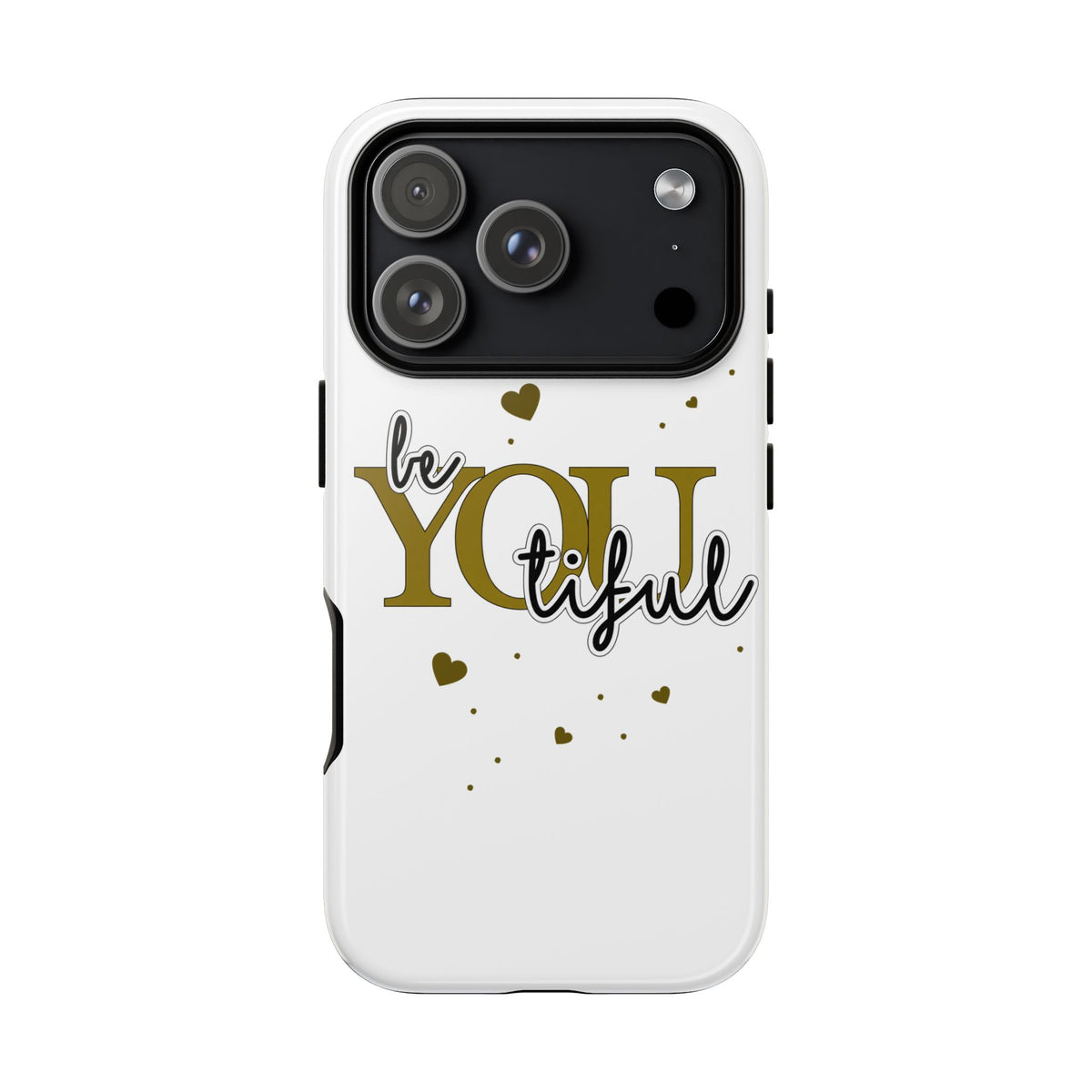 Handyhülle „be YOUtiful“ – Oliv mit Herzchen