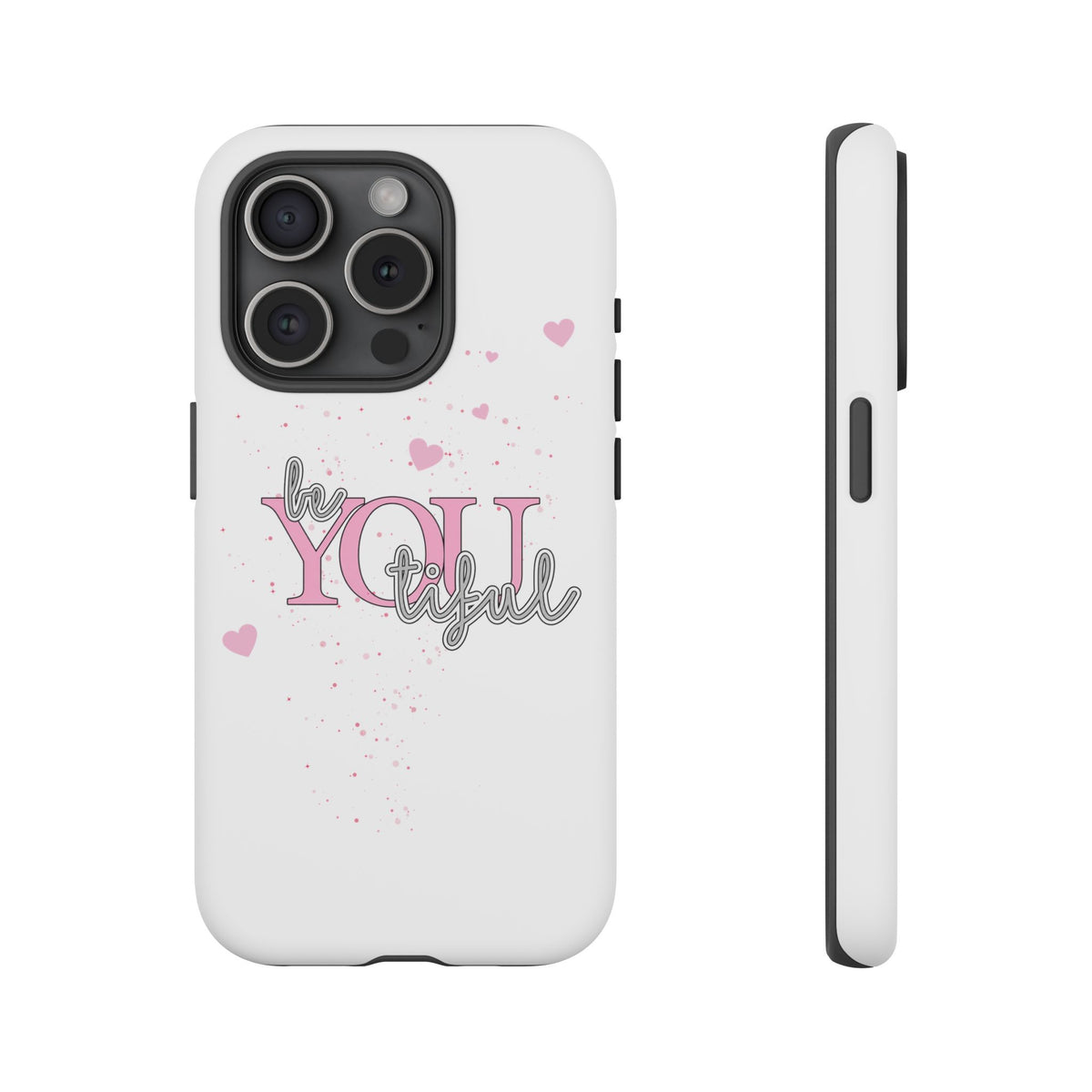 Handyhülle „be YOUtiful“ – Rosa mit Herzchen